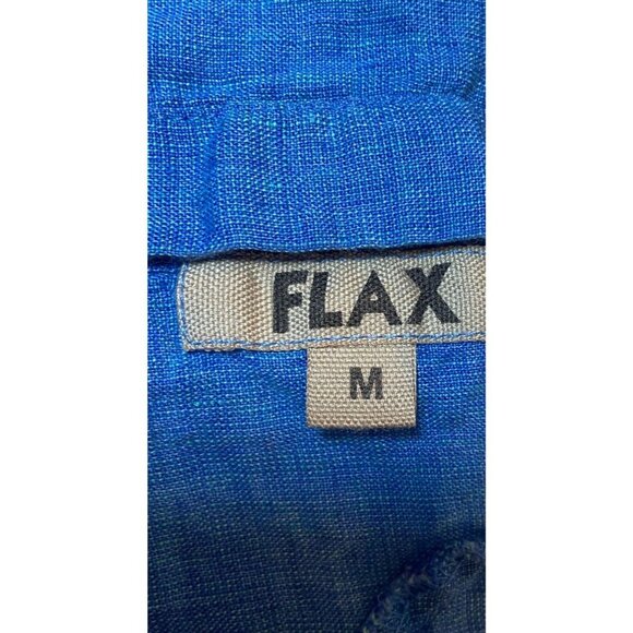 Flax 100% Linen Blouse Button Back Blue Size Medium M - Picture 2 of 4